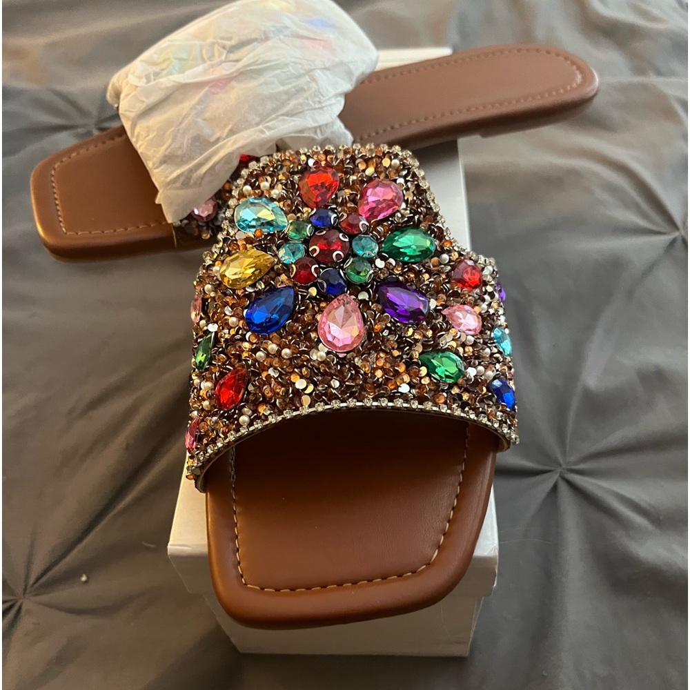 Women's multi color jeweled sandal size 9